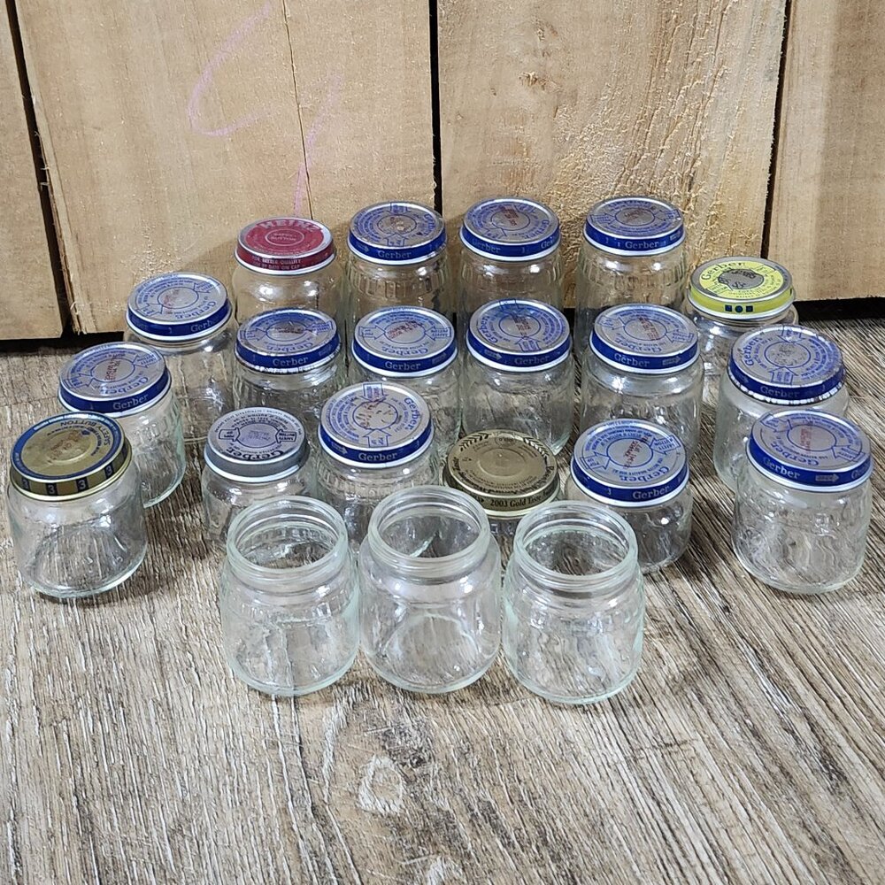 Vintage baby food glass jars  total 21